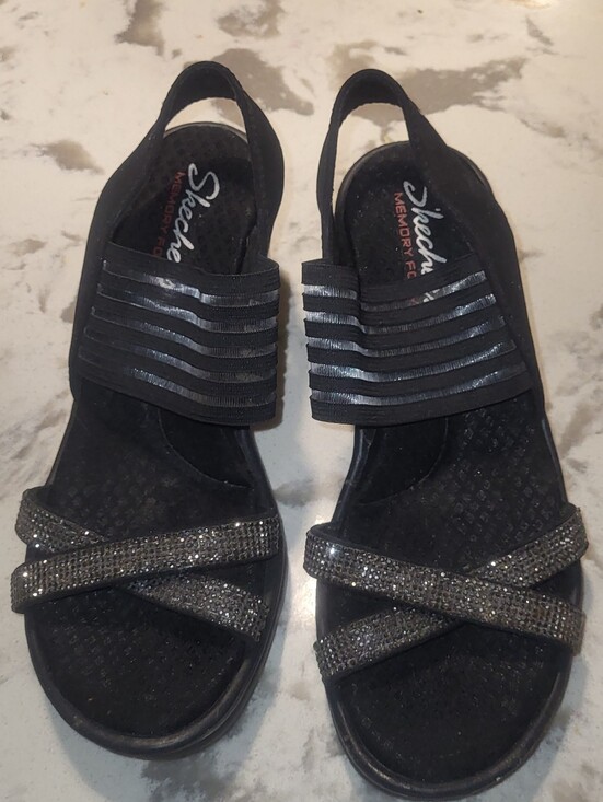 Skechers Shoes - Skechers Women’s Black Slingback Sandals with Sparkle Straps